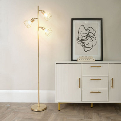 Valuelights Angus Brushed Gold 3 Way Metal Led Floor Lamp - Image 8
