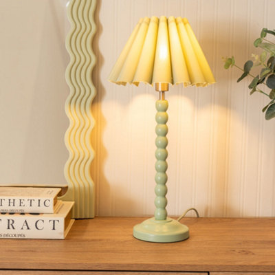 Valuelights Bobbins Sage Table Lamp With Sage Scallop Tapered Lamp Shade Green