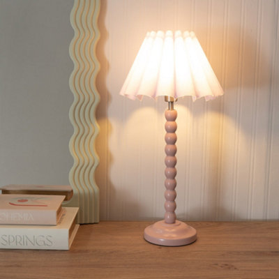 B&Q -  Bobbins Painted Rose Table Lamp With Lilac Scallop Tapered Lamp Shade And Led Bulb