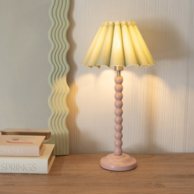 B&Q -  Bobbins Painted Rose Table Lamp With Sage Green Scallop Tapered Lamp Shade And Led Bulb