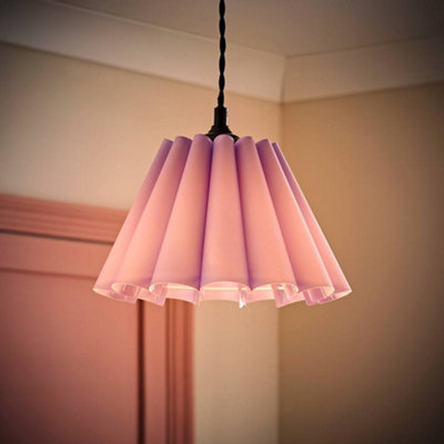 Valuelights Lauren Lilac Fabric Pleated Scallop Edge Tapered Ceiling Floor Table Lamp Shade And Bulb (D)25Cm from B&Q
