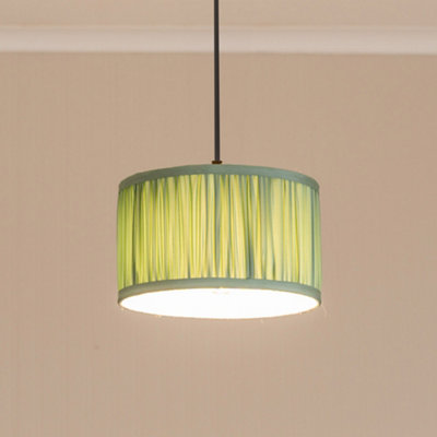Valuelights Jess Green Fabric Ruched Pleated Small Drum Shade And Bulb (D)25Cm from B&Q