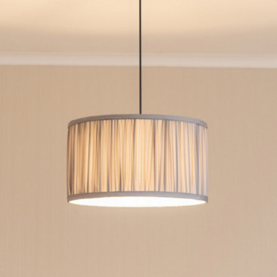 Valuelights Jess Powder Blue Fabric Ruched Pleated Large Drum Shade And Bulb (D)35Cm from B&Q