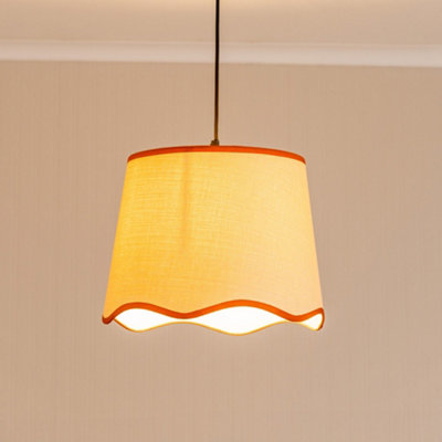 Valuelights Dutton Natural Fabric Rust Trim Scallop Edge Large Lamp Shade And Bulb (D)35Cm from B&Q