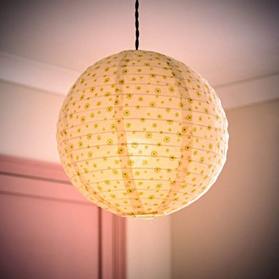 B&Q -  Annie Ditsy Floral Natural Fabric Globe Ball Ceiling Lamp Shade And Bulb (D)29Cm