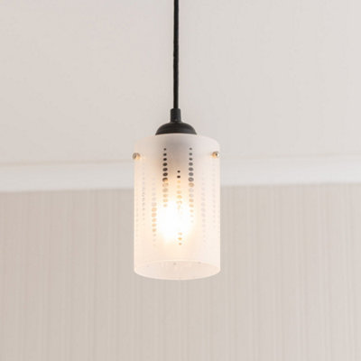 Valuelights Light Elsie Frosted Glass Spotted Ceiling Cylinder Lamp Shade With Led Bulb Small