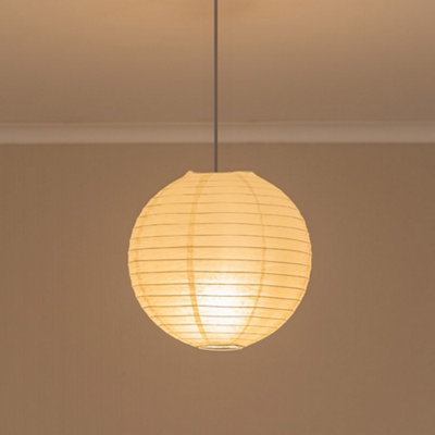 Valuelights White Isla Paper Globe Ball Dome Easy Fit Ceiling Lamp Shade With Led Bulb 30Cm