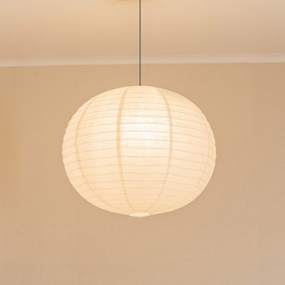 B&Q -  Isla White Paper Globe Ball Dome Easy Fit Ceiling 60Cm Lamp Shade With Led Bulb