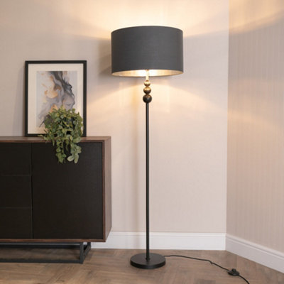 Valuelights Marissa Black Stacked Ball Floor Lamp With Charcoal With Chrome Inner Lamp Shade from B&Q