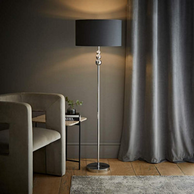 Valuelights Marissa Chrome Stacked Ball Floor Lamp With Charcoal With Chrome Inner Lamp Shade from B&Q