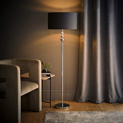 Valuelights Marissa Chrome Stacked Ball Floor Lamp With Charcoal With Chrome Inner Lamp Shade And Led Bulb from B&Q