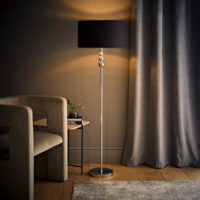 Valuelights Marissa Chrome Stacked Ball Floor Lamp With Black With Chrome Inner Lamp Shade And Led Bulb from B&Q