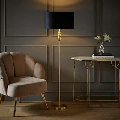 Valuelights Marissa Stacked Ball Floor Lamp With Velvet With Inner Shade Gold/Black