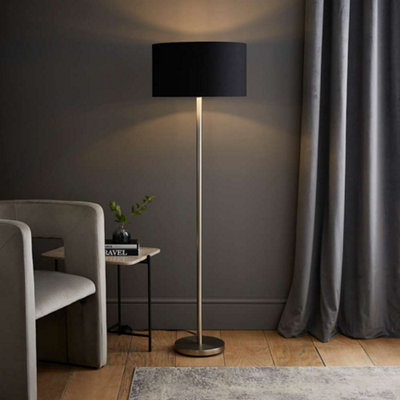 Valuelights Charles Chrome Stem Floor Lamp With With Chrome Inner Lamp Shade Black