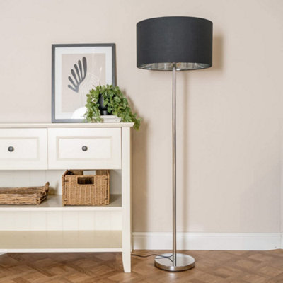 Valuelights Charles Chrome Floor Lamp With Black And Metallic Shade And Bulb from B&Q