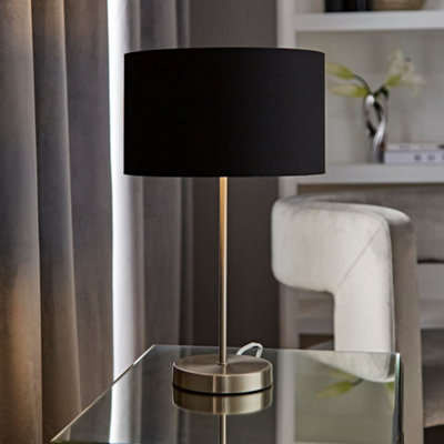 B&Q -  Charles Brushed Chrome Table Lamp With Metallic & Black Shade
