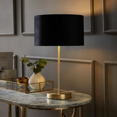 Valuelights Charles Gold Table Lamp With Metallic & Black Velvet Shade from B&Q
