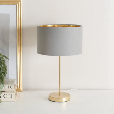 Valuelights Charles Gold Table Lamp With Metallic & Grey Shade from B&Q