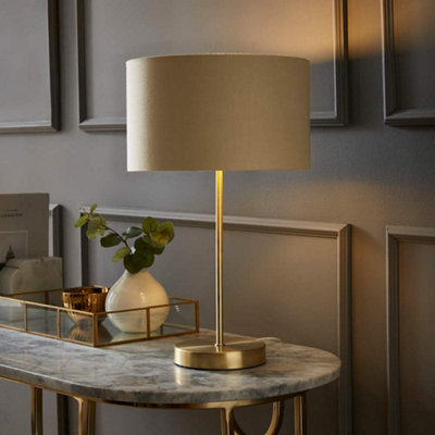 Valuelights Charles Gold Table Lamp With Metallic & Natural Shade from B&Q