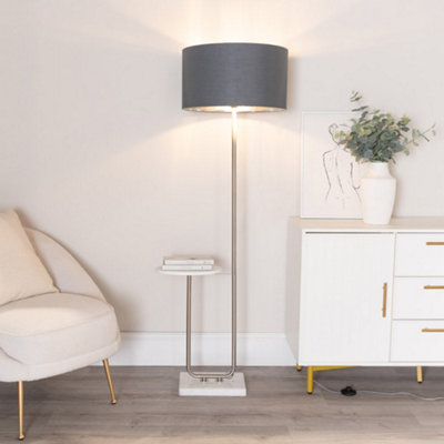 Valuelights Tavel Chrome Floor Lamp With Table And Charcoal With Chrome Inner Lamp Shade from B&Q