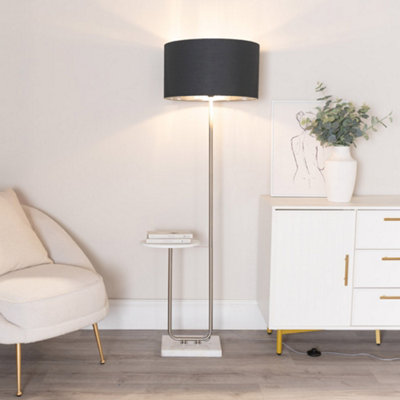 Valuelights Tavel Chrome Floor Lamp With Table And Black With Chrome Inner Lamp Shade And Led Bulb from B&Q