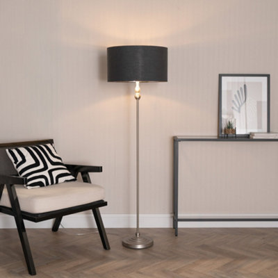 Valuelights Maggie Chrome Candlestick Floor Lamp With Charcoal With Chrome Inner Lamp Shade And Led Bulb from B&Q