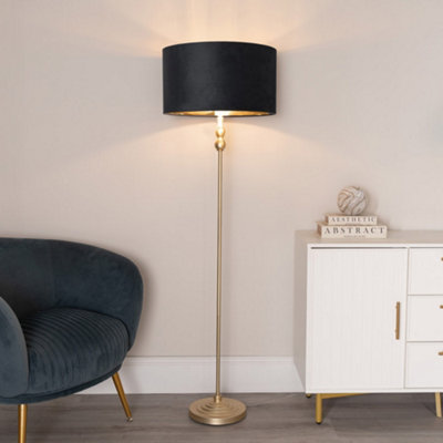 Valuelights Maggie Candlestick Floor Lamp With Velvet With Inner Lamp Shade And Led Bulb Gold/Black