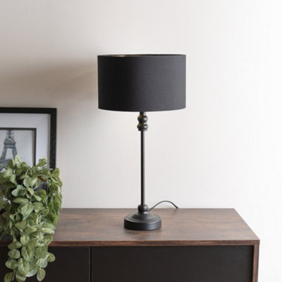 Valuelights Black/Gold Maggie Candlestick Table Lamp With And Inner Lamp Shade 1.5M