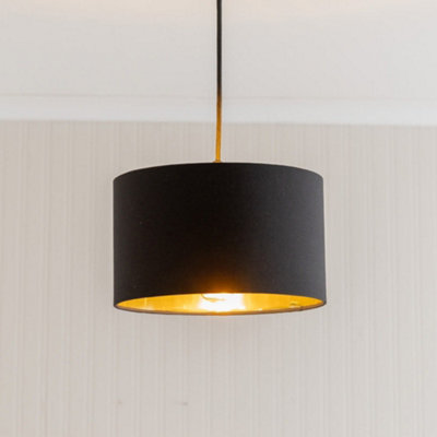 Valuelights Reni Black & Gold Inner Drum Ceiling Lamp Shade And Bulb (D)25Cm from B&Q