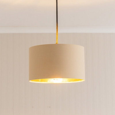 Valuelights Reni Natural & Gold Inner Drum Ceiling Lamp Shade And Bulb (D)25Cm from B&Q