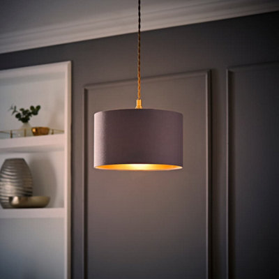 Valuelights Reni Grey & Copper Inner Drum Ceiling Lamp Shade And Bulb (D)25Cm from B&Q