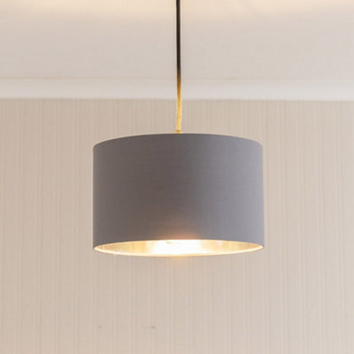 Valuelights Reni Grey & Silver Inner Drum Ceiling Lamp Shade And Bulb (D)25Cm from B&Q