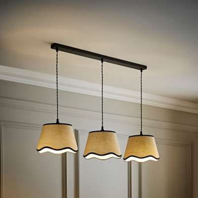 Valuelights Dutton Black Trim Scallop 3 Drop Bar Matte Black Diner Ceiling Pendant Light from B&Q