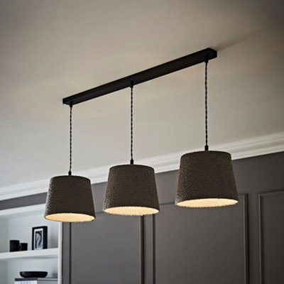 Valuelights Rory Tapered Boucle Lamp Shade 3 Drop Ceiling Pendant Grey/Light