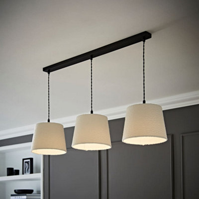 Valuelights Rory Tapered Boucle Lamp Shade 3 Drop Ceiling Pendant Cream/Light