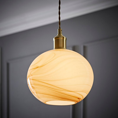 Valuelights Sookie Alabaster Glass Brushed Gold Capped Ceiling Pendant Light With Led Bulb from B&Q