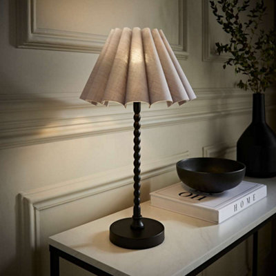 Valuelights Maeve Scallop Pleated Tapered Shade Matte Bobbin Bobble Table Lamp Grey/Black