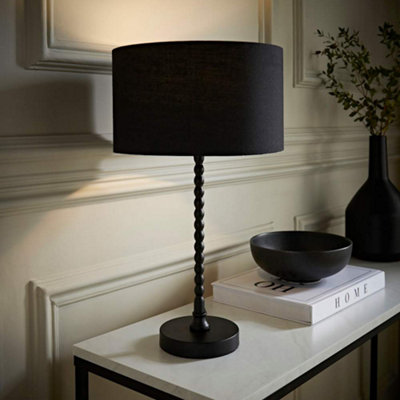Valuelights Black Maeve Fabric Drum Lamp Shade Matte Bobbin Bobble Table Lamp