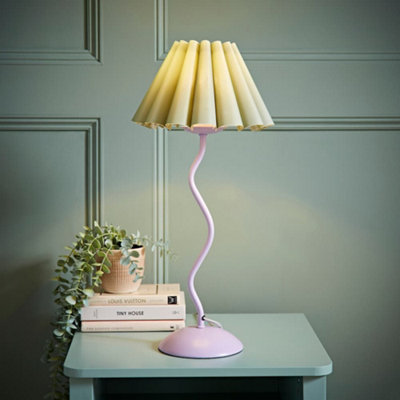Valuelights Wiggle Sage Pleated Scallop Lamp Shade Pale Purple Metal Table Lamp from B&Q