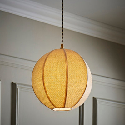 B&Q -  Belle Woven Fabric Ball Easy Fit Ceiling Lamp Shade And Bulb (D)28Cm