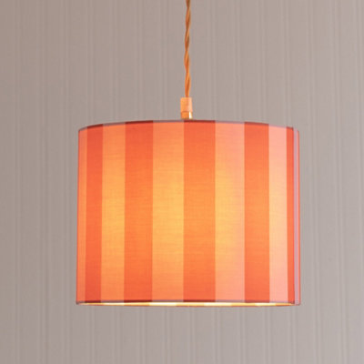 B&Q -  Callie Colour Clash Orange & Pink Stripe Small Fabric Drum Lamp Shade With Bulb (D)26Cm