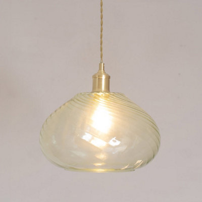 Valuelights Corinne Twill Spiral Bulbous Green Glass Easy Fit Lamp Shade With Bulb (D)31.5Cm from B&Q