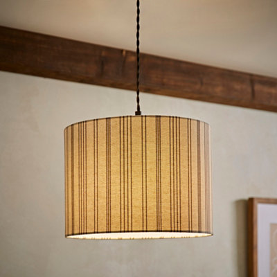 B&Q -  Hallie Natural Linen Stripe Large Drum Ceiling Lamp Shade And Bulb (D)29.5Cm