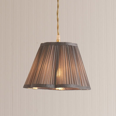 Valuelights Loralei Dark Grey Small Pleated Faux Silk Scallop Easy Fit Lamp Shade With Bulb (D)25.5Cm from B&Q