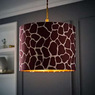 Valuelights Oasis Giraffe Print Fabric With Metallic Gold Inner Drum Lamp Shade And Bulb (D)25Cm from B&Q