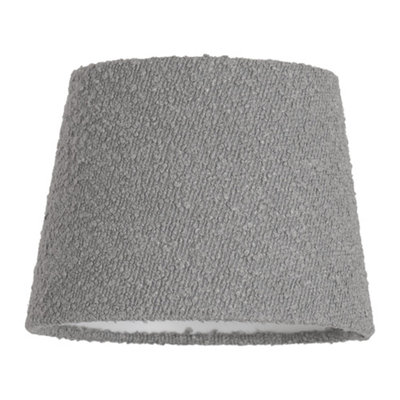 B&Q -  Rory Grey Boucle Fabric Taper Easy Fit Ceiling Table Floor Lamp Shade With Bulb (D)22Cm