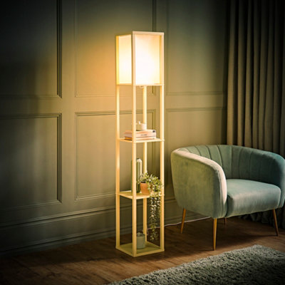 B&Q -  Struttura Yellow Shelving Unit Floor Lamp With Fabric Shade And Bulb
