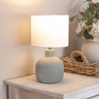 B&Q -  Chelsea Natural Linen Shade Sandblast Grey Ceramic Table Lamp With Led Bulb