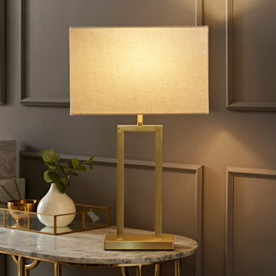 Valuelights Unisex Gold Gloria Double Stem Metal Table Lamp With Rectangular Lamp Shade And Led Bulb In - Image 8
