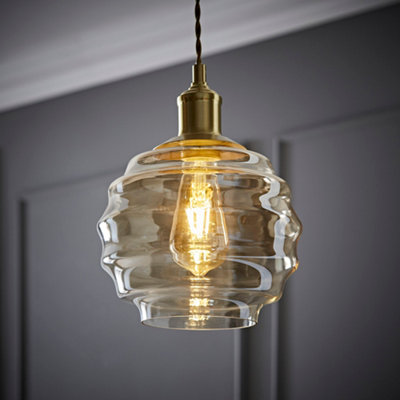 B&Q -  Patty Champagne Bubble Glass Easy Fit Ceiling Lamp Shade And Bulb (D)22Cm
